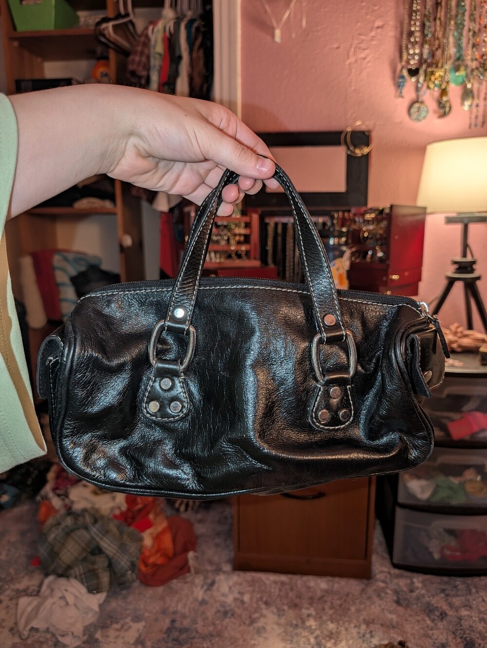 Vintage Nordstrom Black Leather Handbag